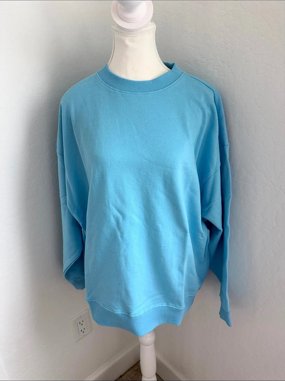 Year of Ours Oversized Crewneck Sweatshirt Blue XS/S NWT